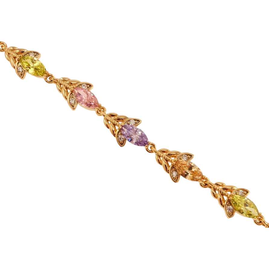Браслет Xuping Позолота 18K Разноцветные кристальные бутоны длина с доп.замком 17,19см х 8мм фото №1 Браслет Xuping Позолота 18K Разноцветные кристальные бутоны длина с доп.замком 17,19см х 8мм фото №1