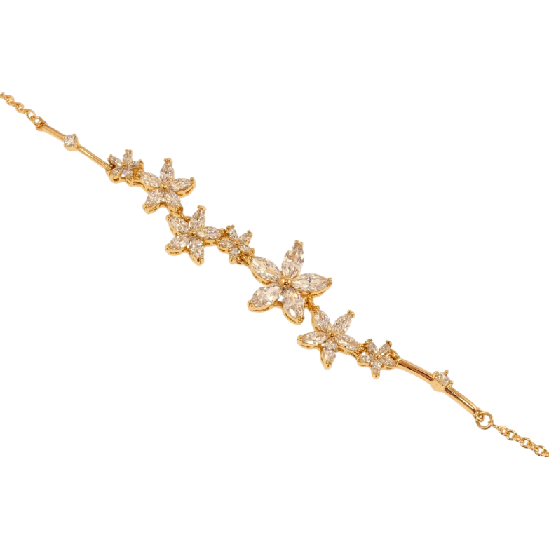 Браслет Xuping Позолота 18K Кристальные цветочки длина с доп.цеп. 16.5-19.5см х 2мм фото №1