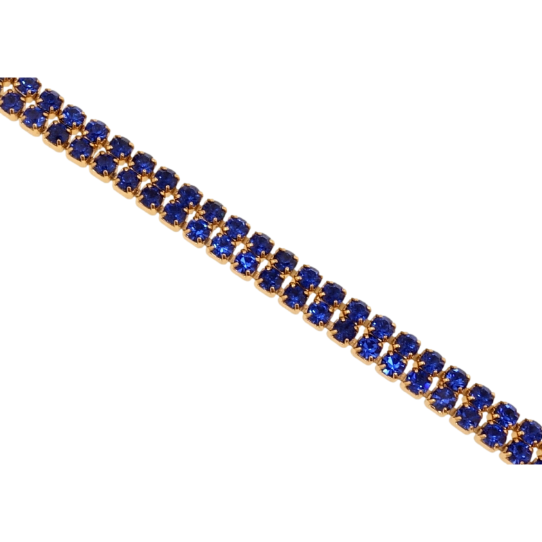 Браслет Xuping Позолота 18K Подвійна доріжка синіх кристалів довжина з дод. замком 16.5,19см х 4мм фото №1