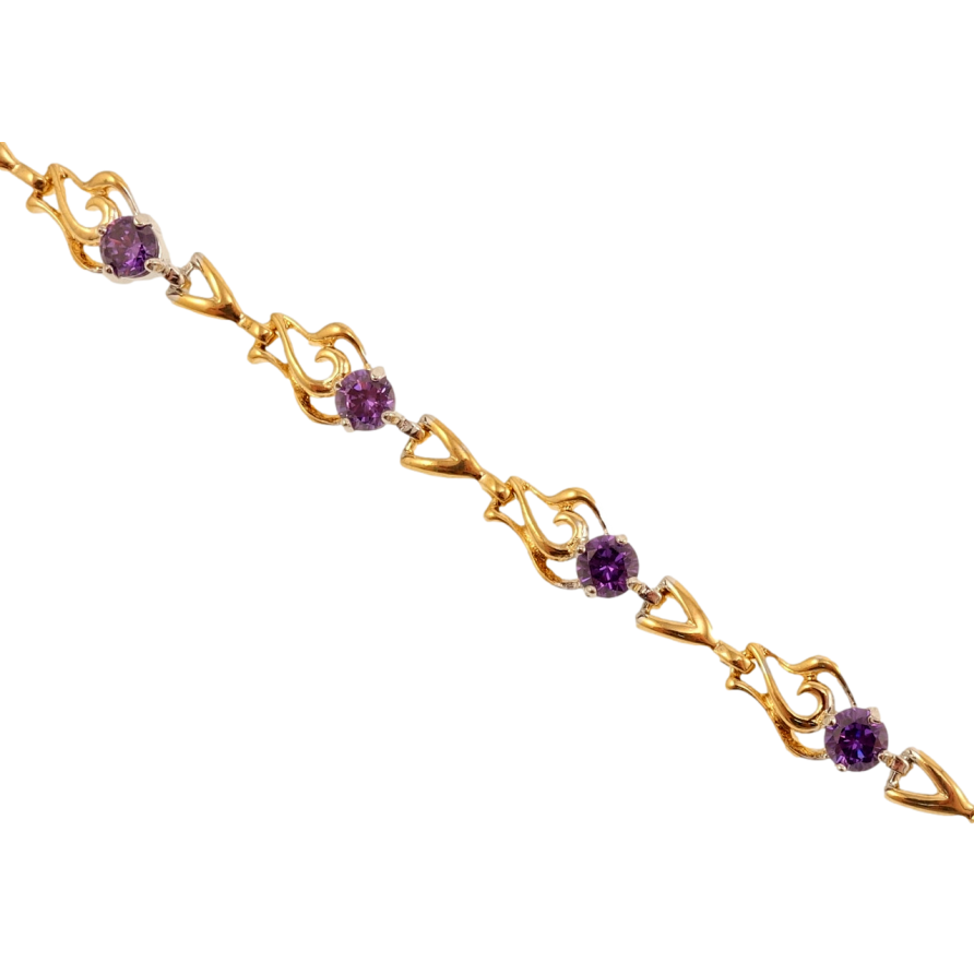 Браслет Xuping Позолота + Родій Декоративні ланки з бузковими кристалами довжина 17см х 4-6мм фото №1 Браслет Xuping Позолота + Родій Декоративні ланки з бузковими кристалами довжина 17см х 4-6мм фото №1