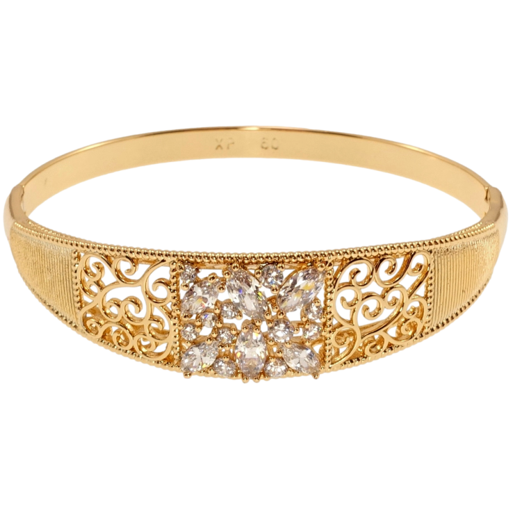 Браслет Xuping Позолота 18K Резной вензельный орнамент с россыпью циркония ø 6см фото №20 Браслет Xuping Позолота 18K Резной вензельный орнамент с россыпью циркония ø 6см фото №20