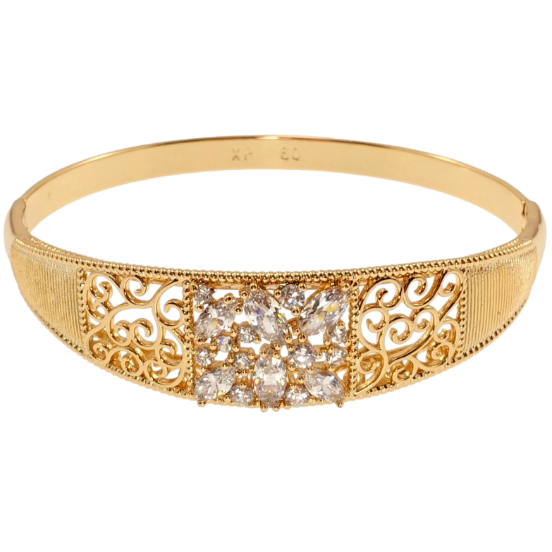 Браслет Xuping Позолота 18K Різний вензельний орнамент з розсипом цирконію ø 6см фото №1 Браслет Xuping Позолота 18K Різний вензельний орнамент з розсипом цирконію ø 6см фото №1