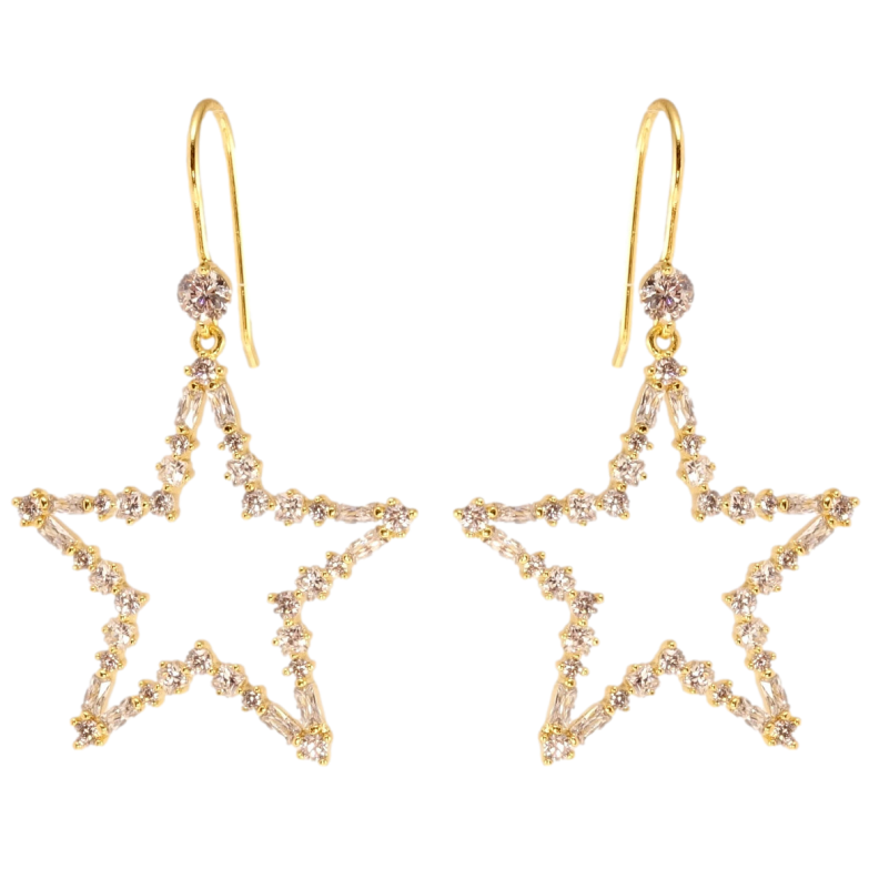 Сережки Xuping QQMM Позолота 14K французький замок Зірки з цирконієм фото №1