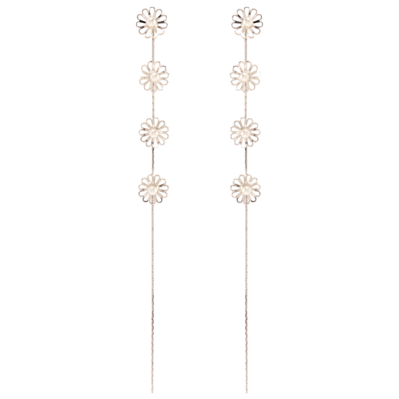 Серьги Xuping QQMM Родий пусеты Цветочки на цепочке фото №1 Серьги Xuping QQMM Родий пусеты Цветочки на цепочке фото №1