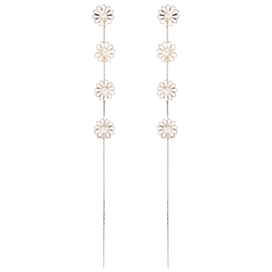 Серьги Xuping QQMM Родий пусеты Цветочки на цепочке фото №1 Серьги Xuping QQMM Родий пусеты Цветочки на цепочке фото №1