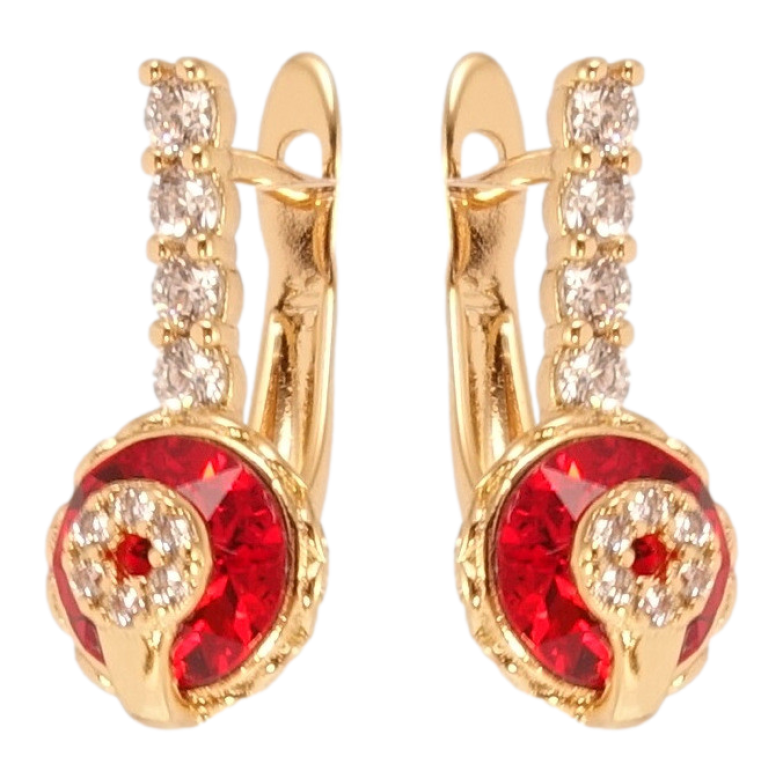 Сережки Xuping колір 18K з кристалами Swarovski англійський замок Кристал Light Siam на доріжці фото №5