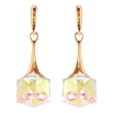 Серьги Xuping цвет 18K с кристаллами Swarovski пусеты "Кристальные кубики Shimmer на подвесках" фото №2