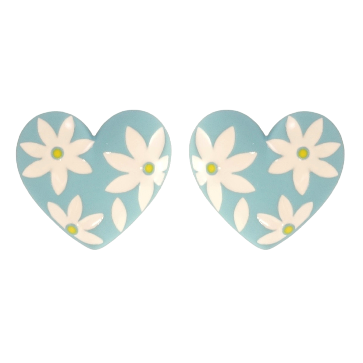 Серьги Xuping QQMM Родий пусеты Сердечки с цветочным узором эмалью фото №15