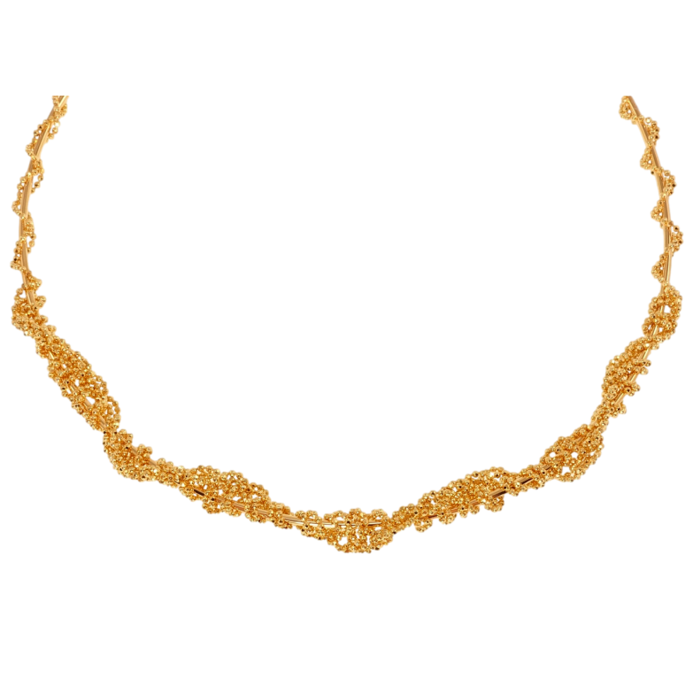 Ожерелье Xuping Позолота 18K Жесткий шнур с переплетенными цепочками  ø 12см+3,5см х 5-8мм фото №2