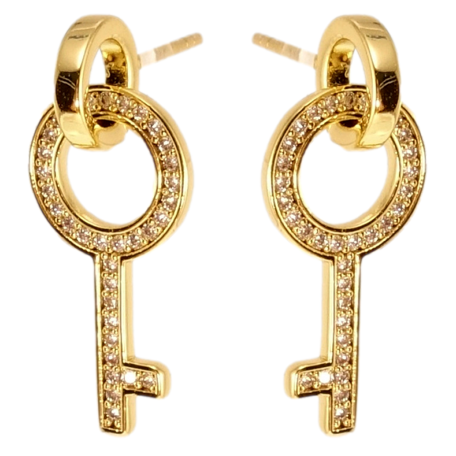 Серьги Xuping Позолота 14K пусеты Ключики на колечках фото №1 Серьги Xuping Позолота 14K пусеты Ключики на колечках фото №1