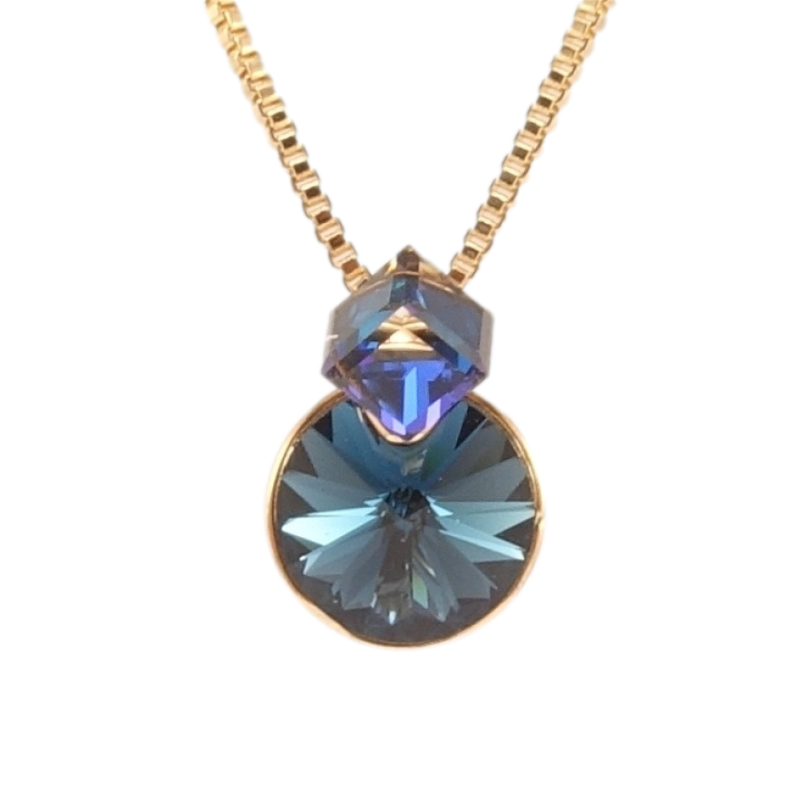 Кулон Xuping цвет 18K с кр-ми Swarovski на цепочке Кристаллы Montana и Bermuda Blue длина 40-45см фото №1