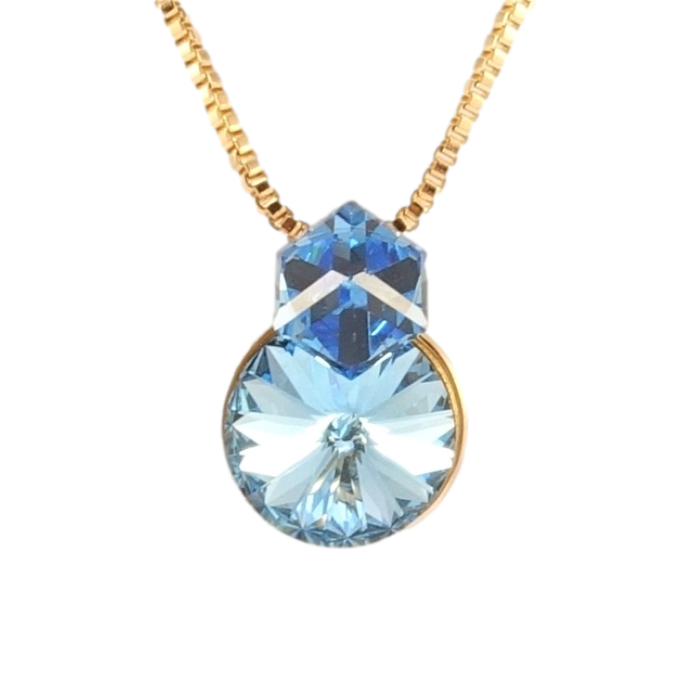 Кулон Xuping колір 18K з кр-ми Swarovski на ланцюжку Кристали Aquamarine довжина 40-45см фото №1
