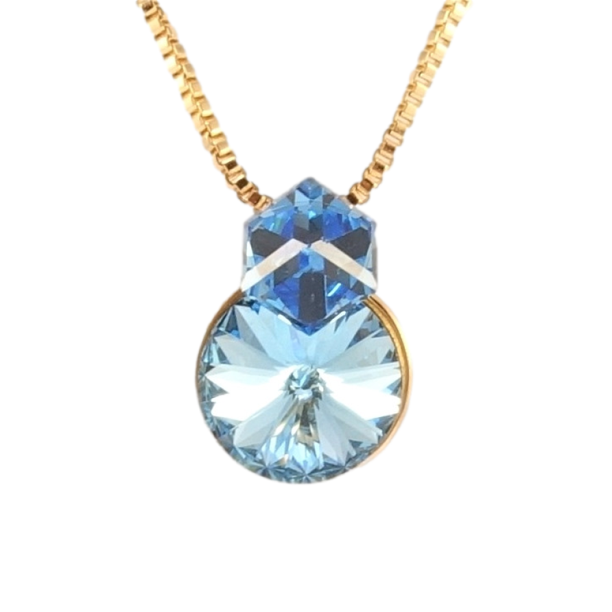 Кулон Xuping колір 18K з кр-ми Swarovski на ланцюжку Кристали Aquamarine довжина 40-45см фото №1