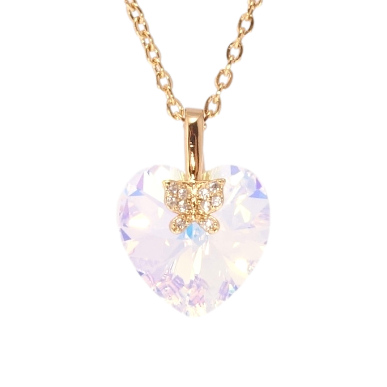 Кулон Xuping колір 18K з кр-ми Swarovski на ланцюжку Кристальне серце Shimmer довжина 40-45см х 2см фото №1