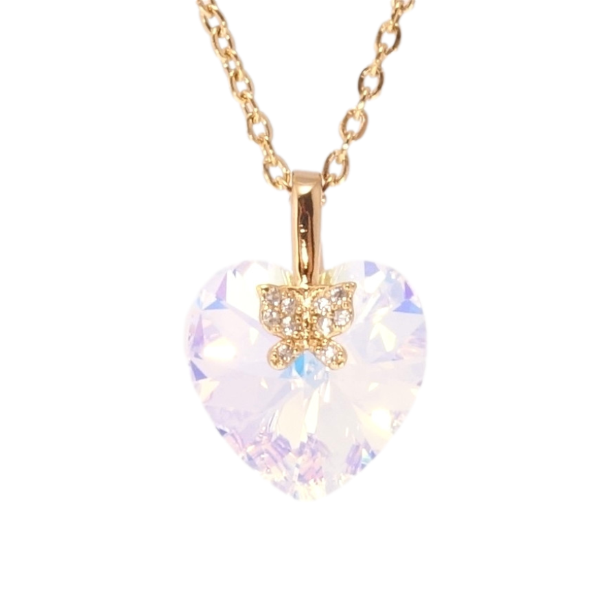 Кулон Xuping колір 18K з кр-ми Swarovski на ланцюжку Кристальне серце Shimmer довжина 40-45см х 2см фото №1