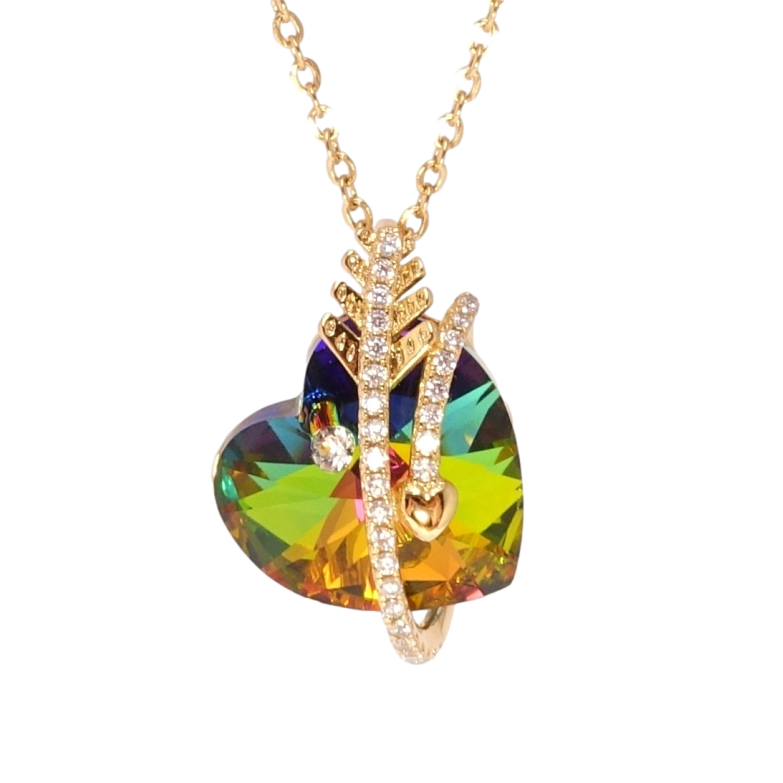 Кулон Xuping цвет 18K с кр-ми Swarovski на цепочке Сердечко Vitrail Medium со стрелой длина 40-45см х фото №1 Кулон Xuping цвет 18K с кр-ми Swarovski на цепочке Сердечко Vitrail Medium со стрелой длина 40-45см х фото №1