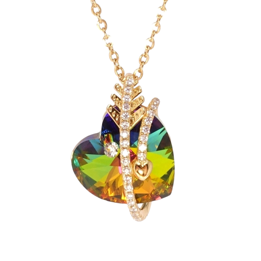 Кулон Xuping цвет 18K с кр-ми Swarovski на цепочке Сердечко Vitrail Medium со стрелой длина 40-45см х фото №1 Кулон Xuping цвет 18K с кр-ми Swarovski на цепочке Сердечко Vitrail Medium со стрелой длина 40-45см х фото №1