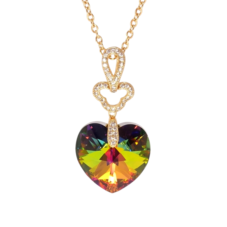 Кулон Xuping колір 18K з кр-ми Swarovski на ланцюжку Сердечко Vitrail Medium довжина 40-45см х 2см фото №1