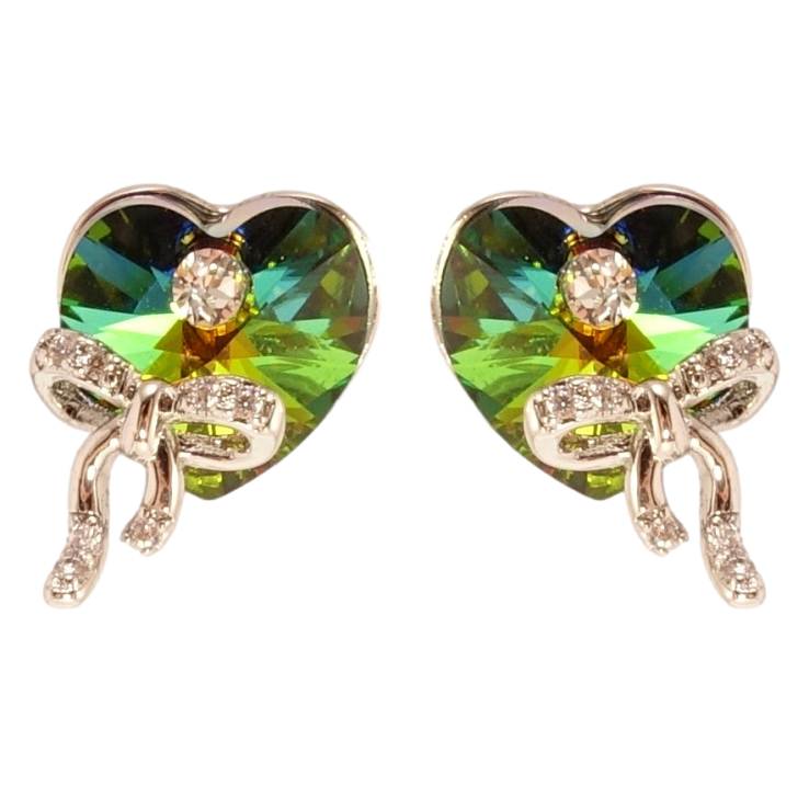 Сережки Xuping колір Родій з кристалами Swarovski пусети Сердечка Vitrail Medium з бантами фото №19 Сережки Xuping колір Родій з кристалами Swarovski пусети Сердечка Vitrail Medium з бантами фото №19