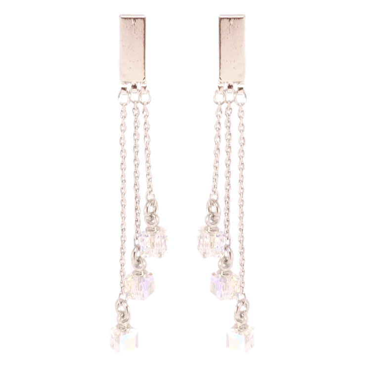 Серьги Xuping цвет Родий с кристаллами Swarovski пусеты Декоративные подвески с кубиками АВ фото №20