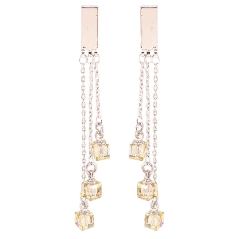 Сережки Xuping колір Родій з кристалами Swarovski пусети Декоративні підвіски з кубиками Tabac фото №5