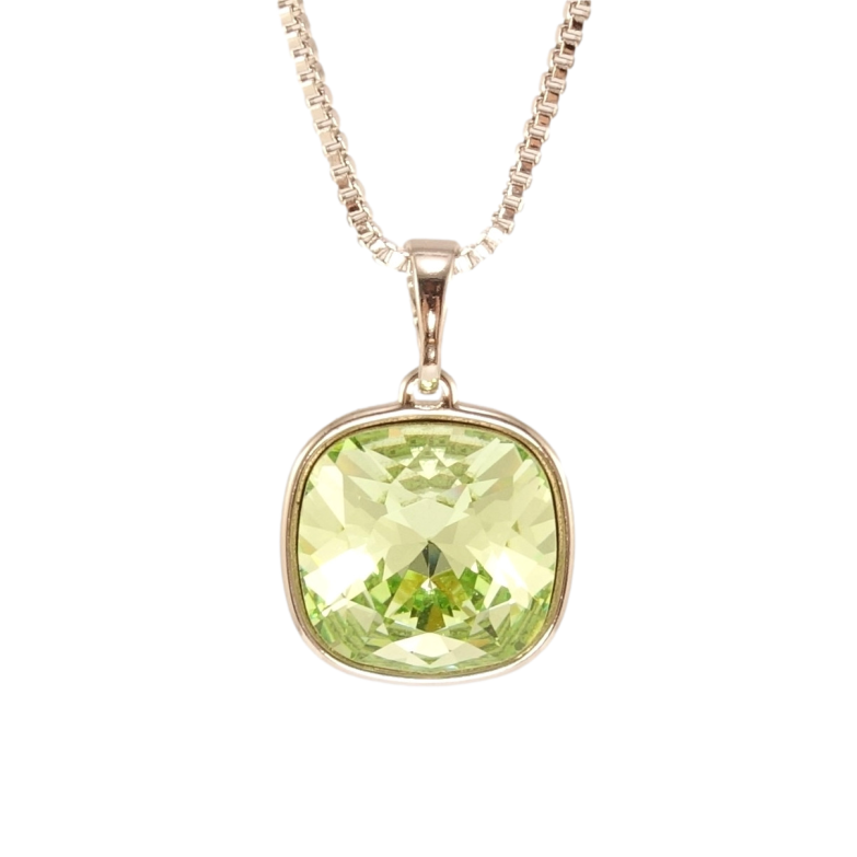 Кулон Xuping цвет Родий с кр-ми Swarovski на цепочке Кристалл Peridot, 14х14мм длина 40-45см х 1мм фото №2