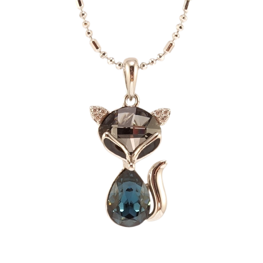 Кулон Xuping цвет Родий с кр-ми Swarovski на цепочке Лиса с кристаллами Montana и Silver Night длина 40-45см фото №1 Кулон Xuping цвет Родий с кр-ми Swarovski на цепочке Лиса с кристаллами Montana и Silver Night длина 40-45см фото №1