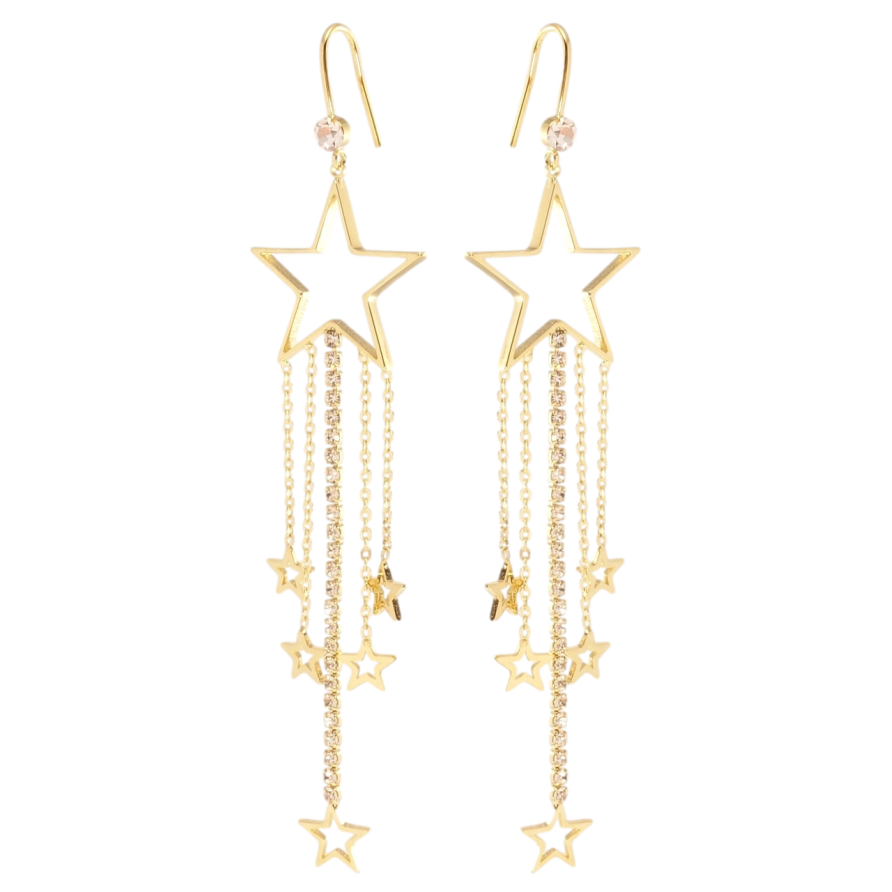 Серьги Xuping цвет 14K с кристаллами Swarovski французский замок Звездные подвески фото №1