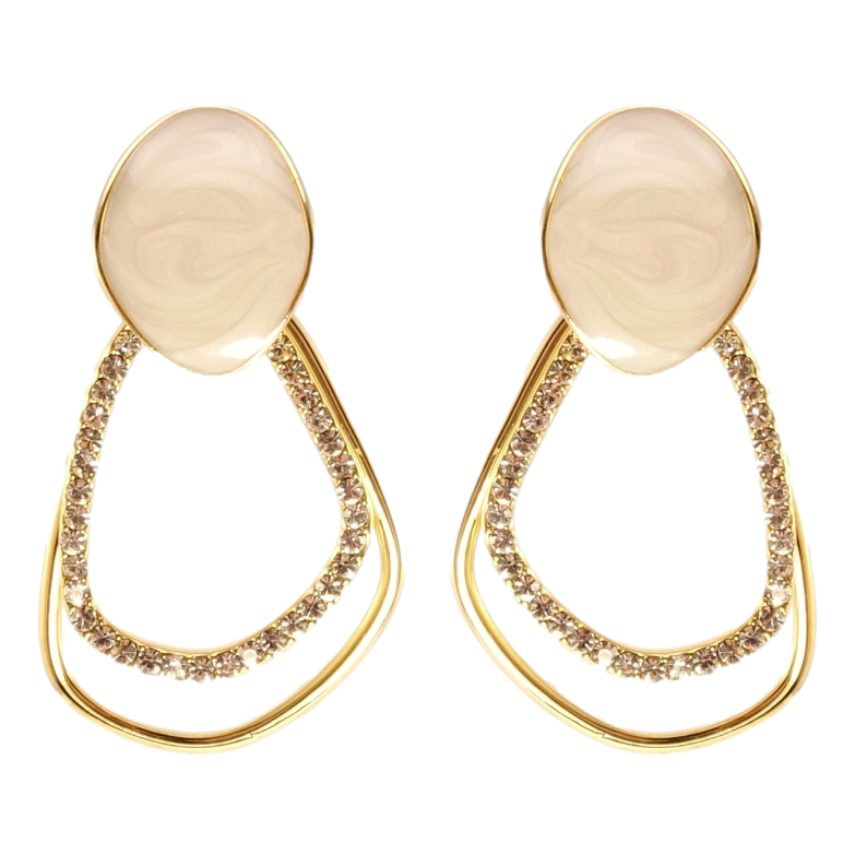 Серьги Xuping QQMM Позолота 14K пусеты Фигурные петельки с цирконием и перламутровой прокраской фото №1 Серьги Xuping QQMM Позолота 14K пусеты Фигурные петельки с цирконием и перламутровой прокраской фото №1