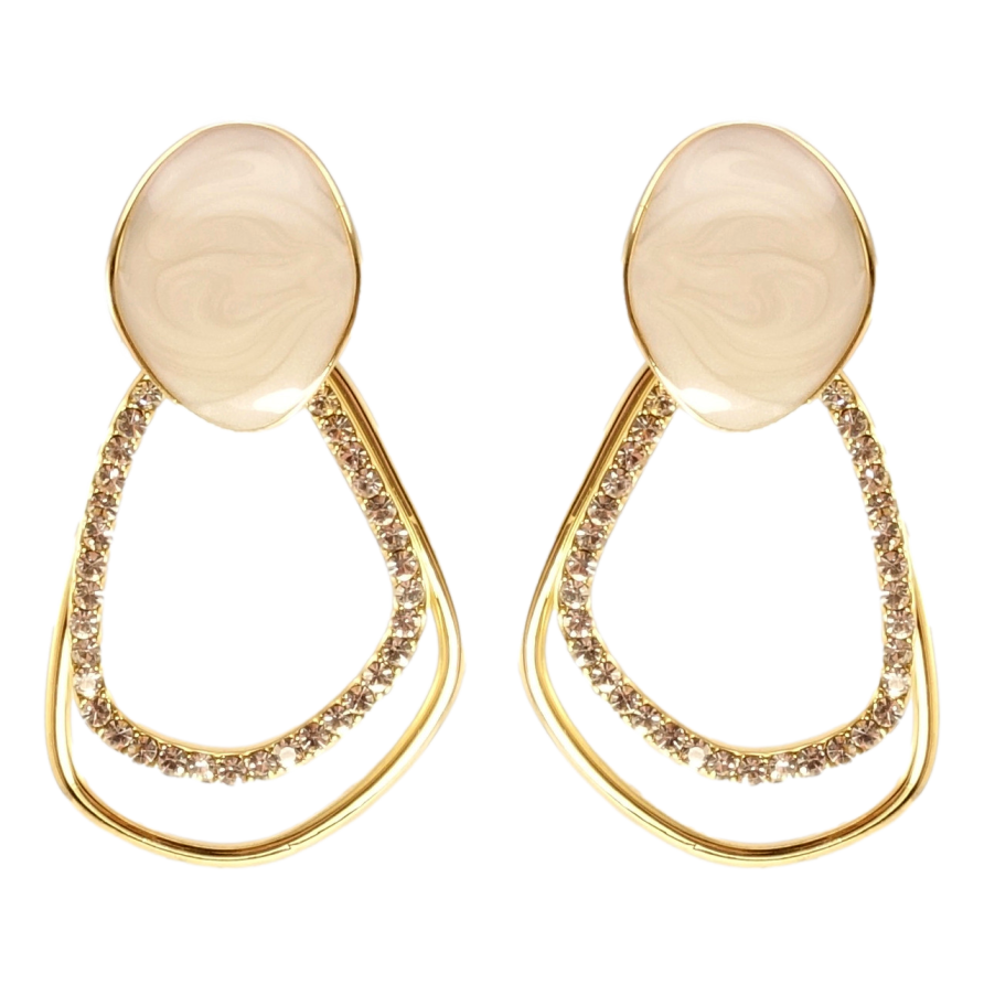 Серьги Xuping QQMM Позолота 14K пусеты Фигурные петельки с цирконием и перламутровой прокраской фото №1 Серьги Xuping QQMM Позолота 14K пусеты Фигурные петельки с цирконием и перламутровой прокраской фото №1