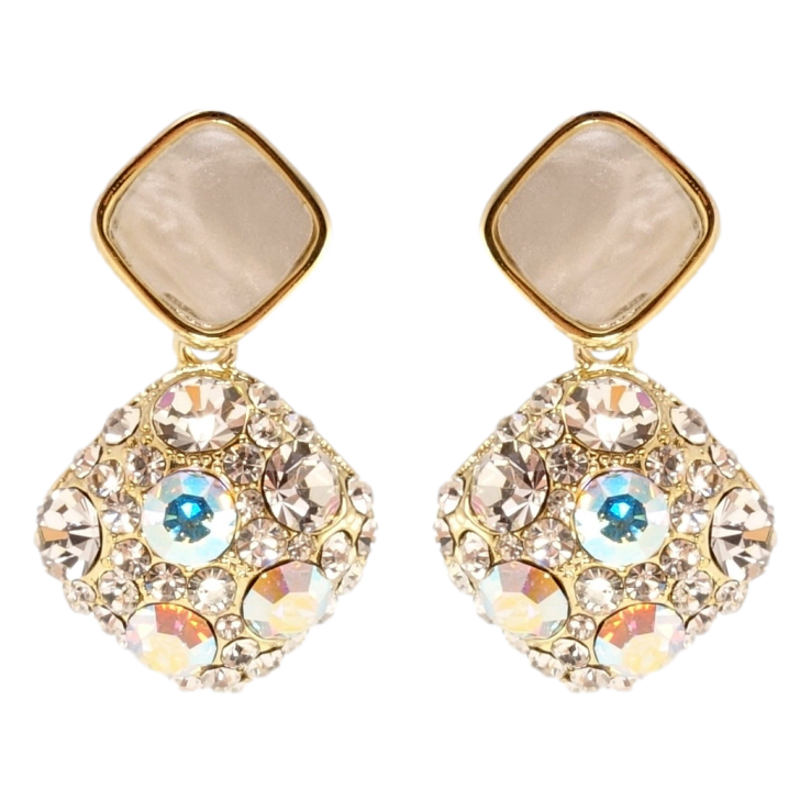 Сережки Xuping QQMM Позолота 14K пусети Ромбові підвіски з кр-ми та фото №17 Сережки Xuping QQMM Позолота 14K пусети Ромбові підвіски з кр-ми та фото №17