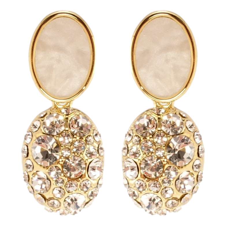 Серьги Xuping QQMM Позолота 14K пусеты Овальные подвески с кр-ми и фото №1 Серьги Xuping QQMM Позолота 14K пусеты Овальные подвески с кр-ми и фото №1