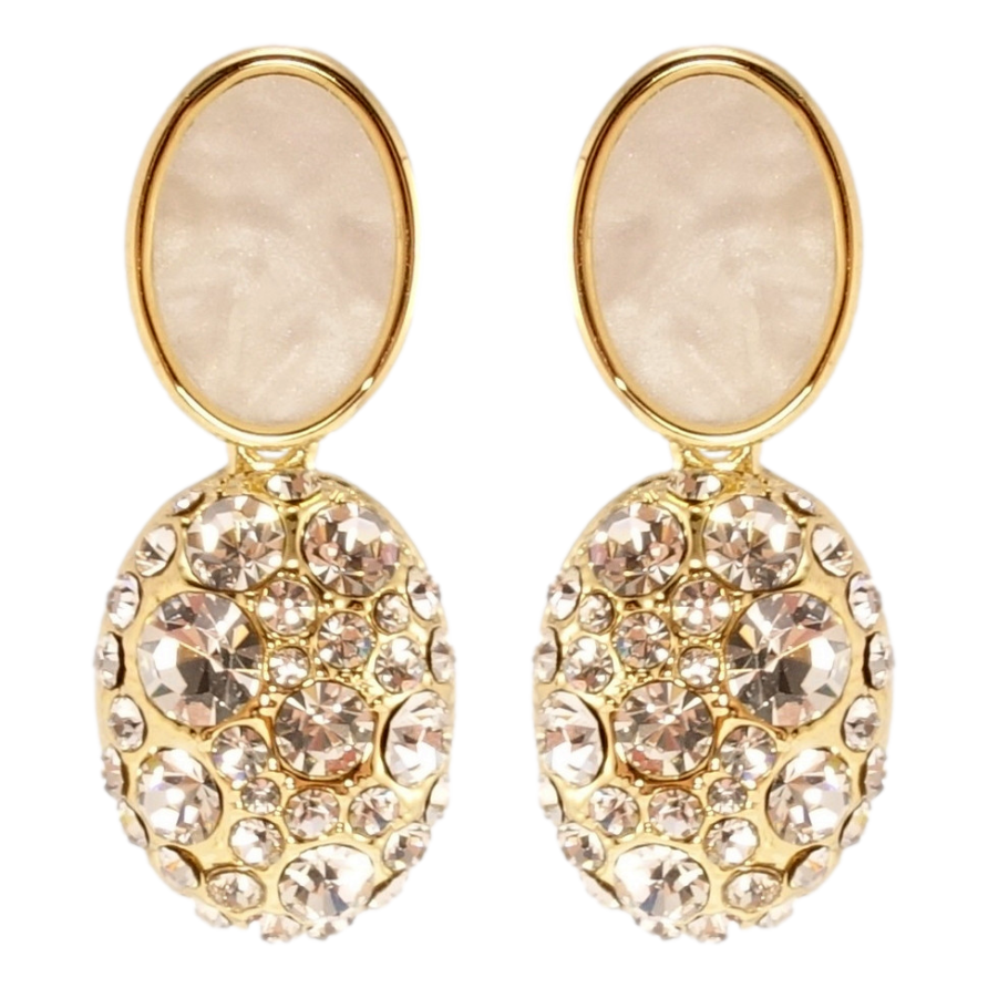 Серьги Xuping QQMM Позолота 14K пусеты Овальные подвески с кр-ми и фото №1 Серьги Xuping QQMM Позолота 14K пусеты Овальные подвески с кр-ми и фото №1