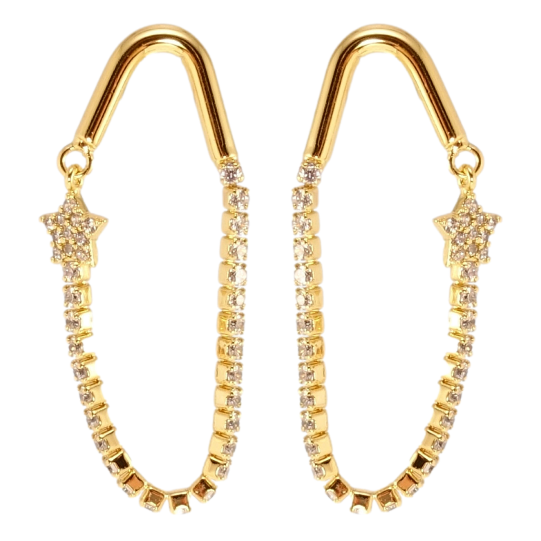 Серьги Xuping QQMM Позолота 14K пусеты Авангардные подвески с кристаллами фото №1