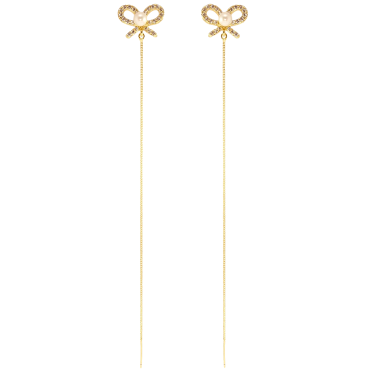 Сережки Xuping QQMM Позолота 14K пусети Бантики з підвісками ланцюжками фото №17 Сережки Xuping QQMM Позолота 14K пусети Бантики з підвісками ланцюжками фото №17