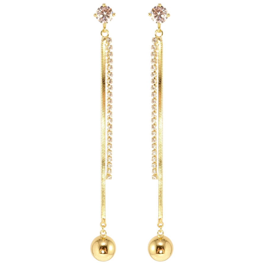 Сережки Xuping QQMM Позолота 14K пусети Кульки на ланцюжках фото №1