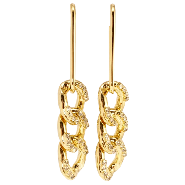 Сережки Xuping QQMM Позолота 14K пусети Ланцюжок з цирконієм фото №1 Сережки Xuping QQMM Позолота 14K пусети Ланцюжок з цирконієм фото №1