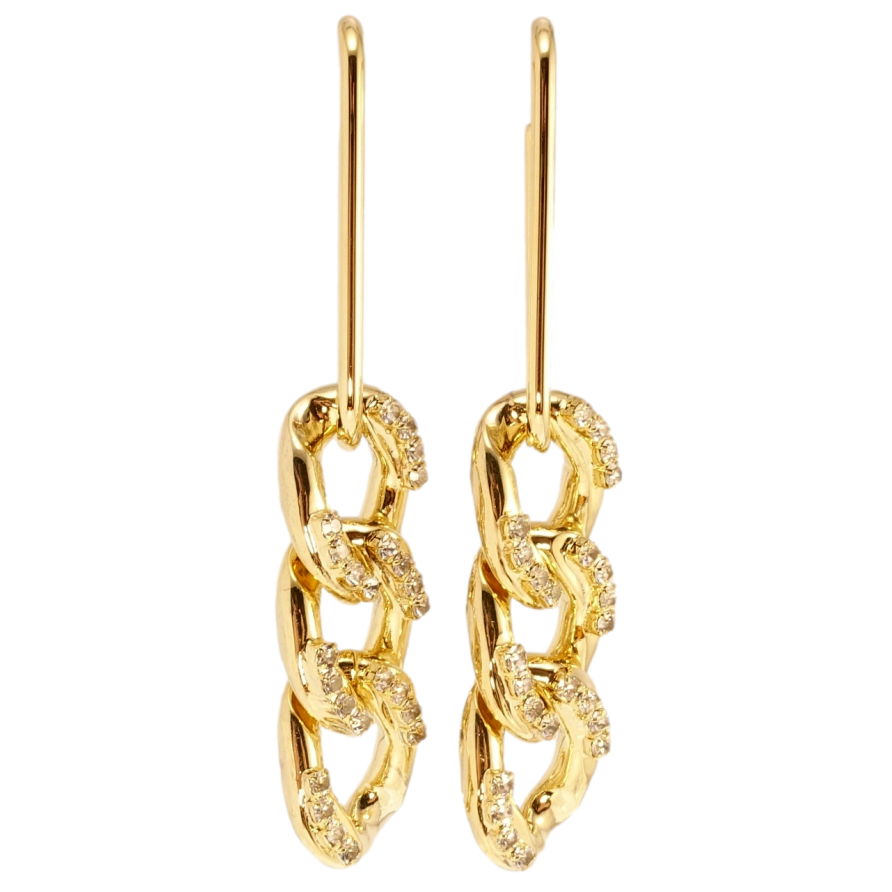 Сережки Xuping QQMM Позолота 14K пусети Ланцюжок з цирконієм фото №1 Сережки Xuping QQMM Позолота 14K пусети Ланцюжок з цирконієм фото №1