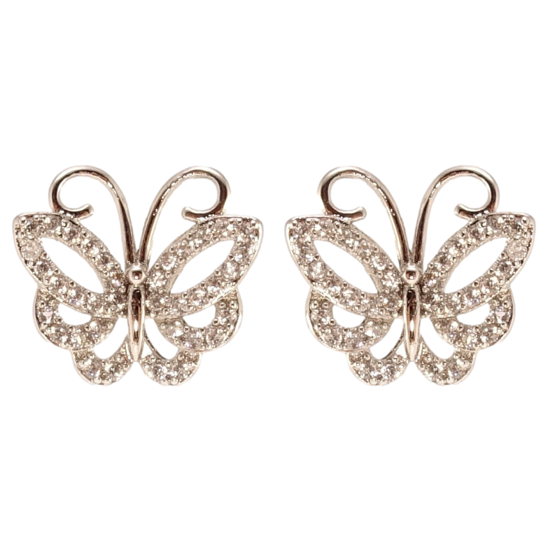 Сережки Xuping QQMM Родій пусети Метелики з цирконієм фото №1