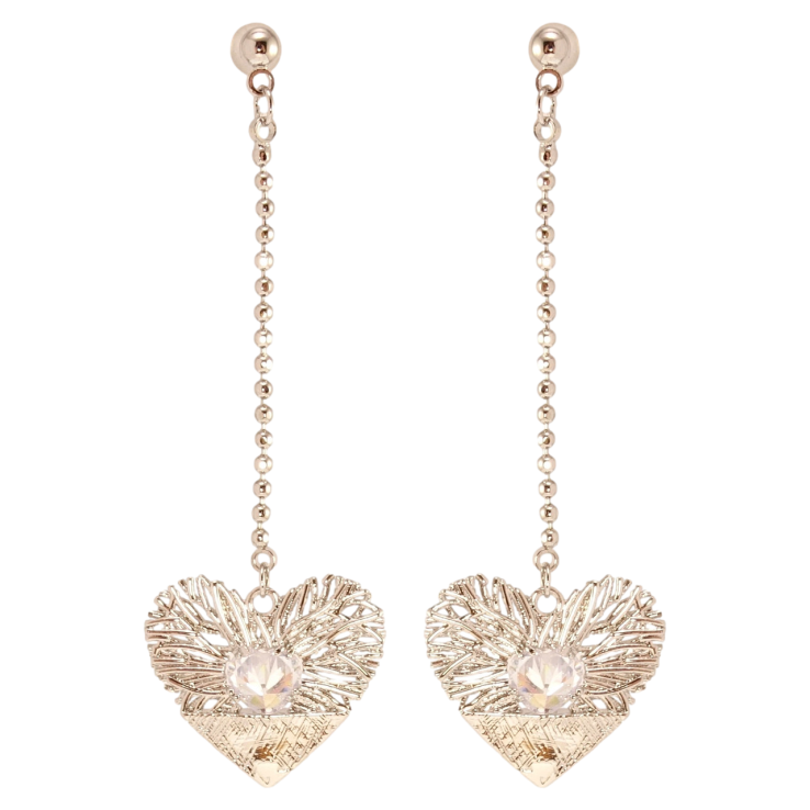 Серьги Xuping QQMM Родий пусеты Декоративные сердечки на цепочке фото №10