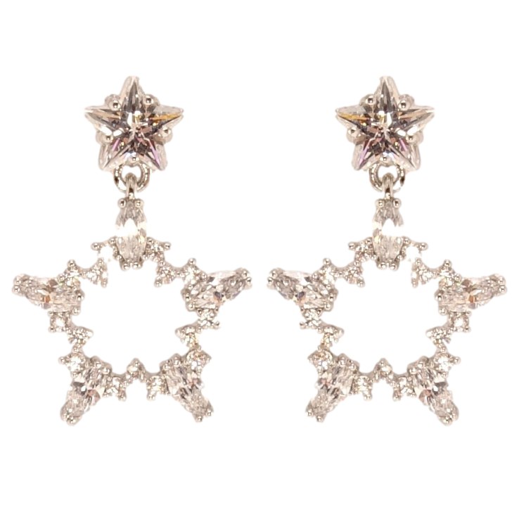 Серьги Xuping QQMM Родий пусеты Кристальные звездочки фото №4