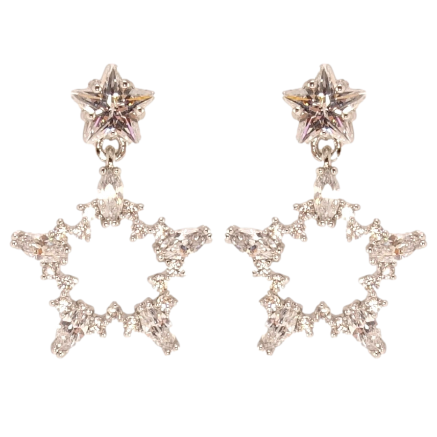 Серьги Xuping QQMM Родий пусеты Кристальные звездочки фото №1 Серьги Xuping QQMM Родий пусеты Кристальные звездочки фото №1