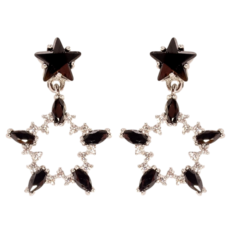 Серьги Xuping QQMM Родий пусеты Черно-белые кристальные звездочки фото №11