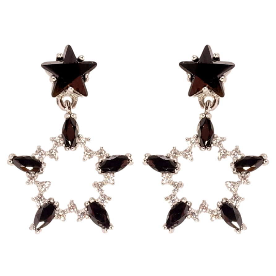 Серьги Xuping QQMM Родий пусеты Черно-белые кристальные звездочки фото №1 Серьги Xuping QQMM Родий пусеты Черно-белые кристальные звездочки фото №1