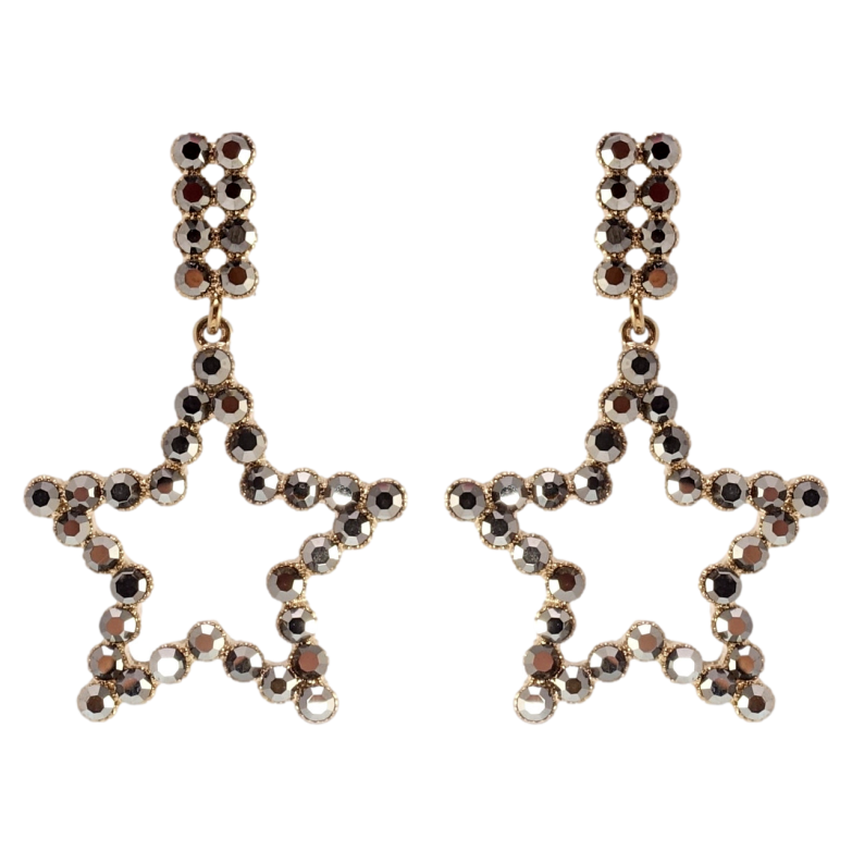 Серьги Xuping QQMM Родий пусеты Черные кристальные звезды фото №1 Серьги Xuping QQMM Родий пусеты Черные кристальные звезды фото №1