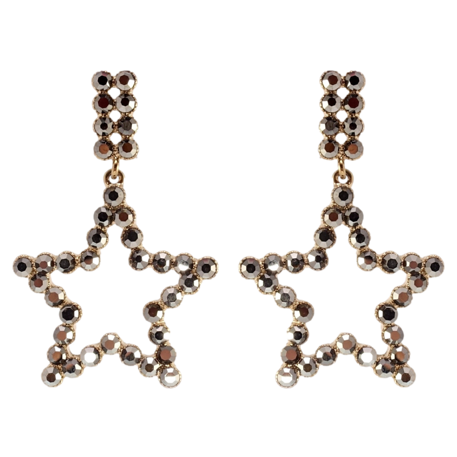 Серьги Xuping QQMM Родий пусеты Черные кристальные звезды фото №1 Серьги Xuping QQMM Родий пусеты Черные кристальные звезды фото №1