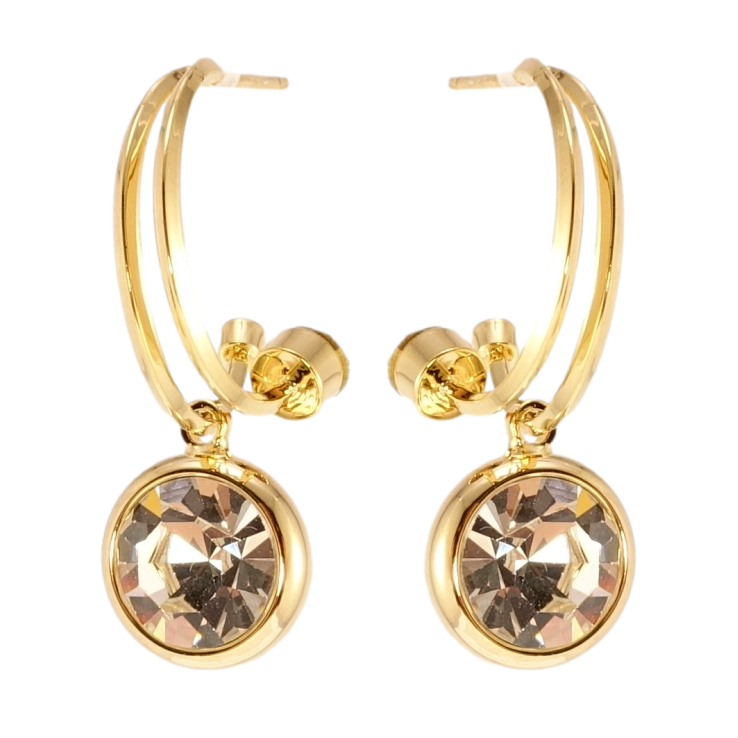 Серьги Xuping QQMM Позолота 14K пусеты Кристаллы на дужках фото №4 Серьги Xuping QQMM Позолота 14K пусеты Кристаллы на дужках фото №4