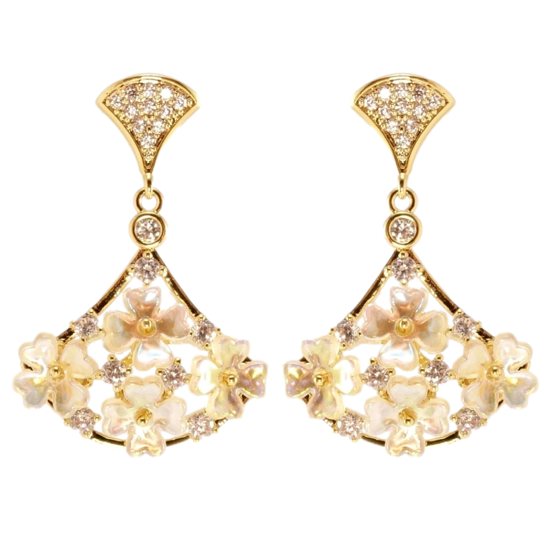 Серьги Xuping QQMM Позолота 14K пусеты Веер с цветочным орнаментом фото №1 Серьги Xuping QQMM Позолота 14K пусеты Веер с цветочным орнаментом фото №1