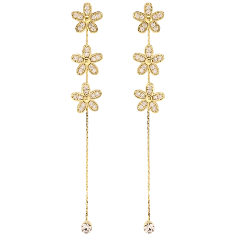 Сережки Xuping QQMM Позолота 14K пусети Квіточки з цирконієм фото №1 Сережки Xuping QQMM Позолота 14K пусети Квіточки з цирконієм фото №1