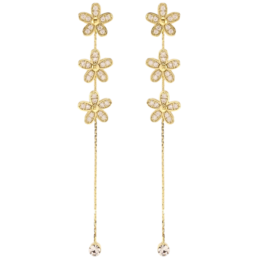 Сережки Xuping QQMM Позолота 14K пусети Квіточки з цирконієм фото №1 Сережки Xuping QQMM Позолота 14K пусети Квіточки з цирконієм фото №1